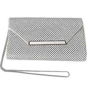 White Metal Mesh Crossbody Handbag Clutch White Chain Strap Excellent Condition